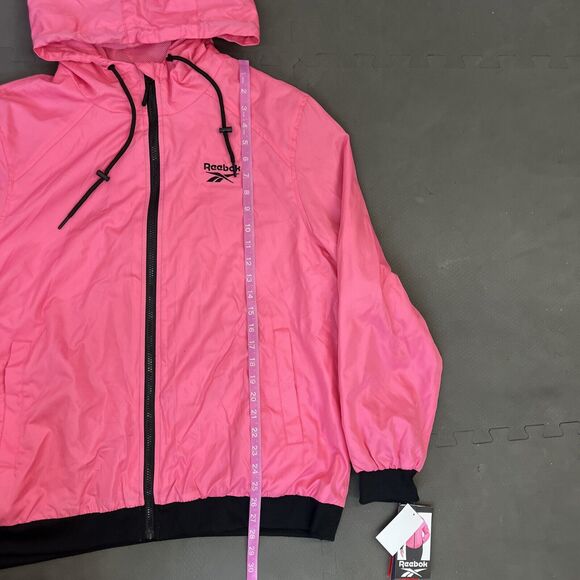 NWT Reebok Women's Windbreaker Jacket Laser Pink & Black XXL Retail $125 Charity - Picture 9 of 15
